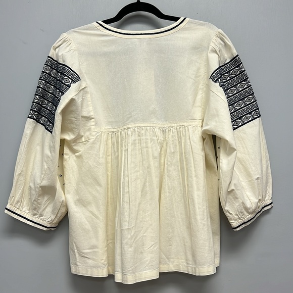 SOLD IN STORE Lucky Brand Embroidered Peasant Blouse Size Large - Picture 4 of 11